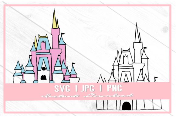 Download Pink Princess Castle Theme Park Doodle - Premium Resources