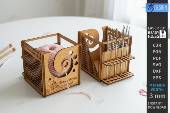 Download Wooden Yarn Organizer Box Laser Cut SVG - Wooden Collection