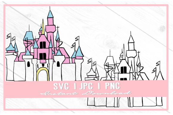 Download Pink Princess Castle Theme Park Doodle - Premium Resources